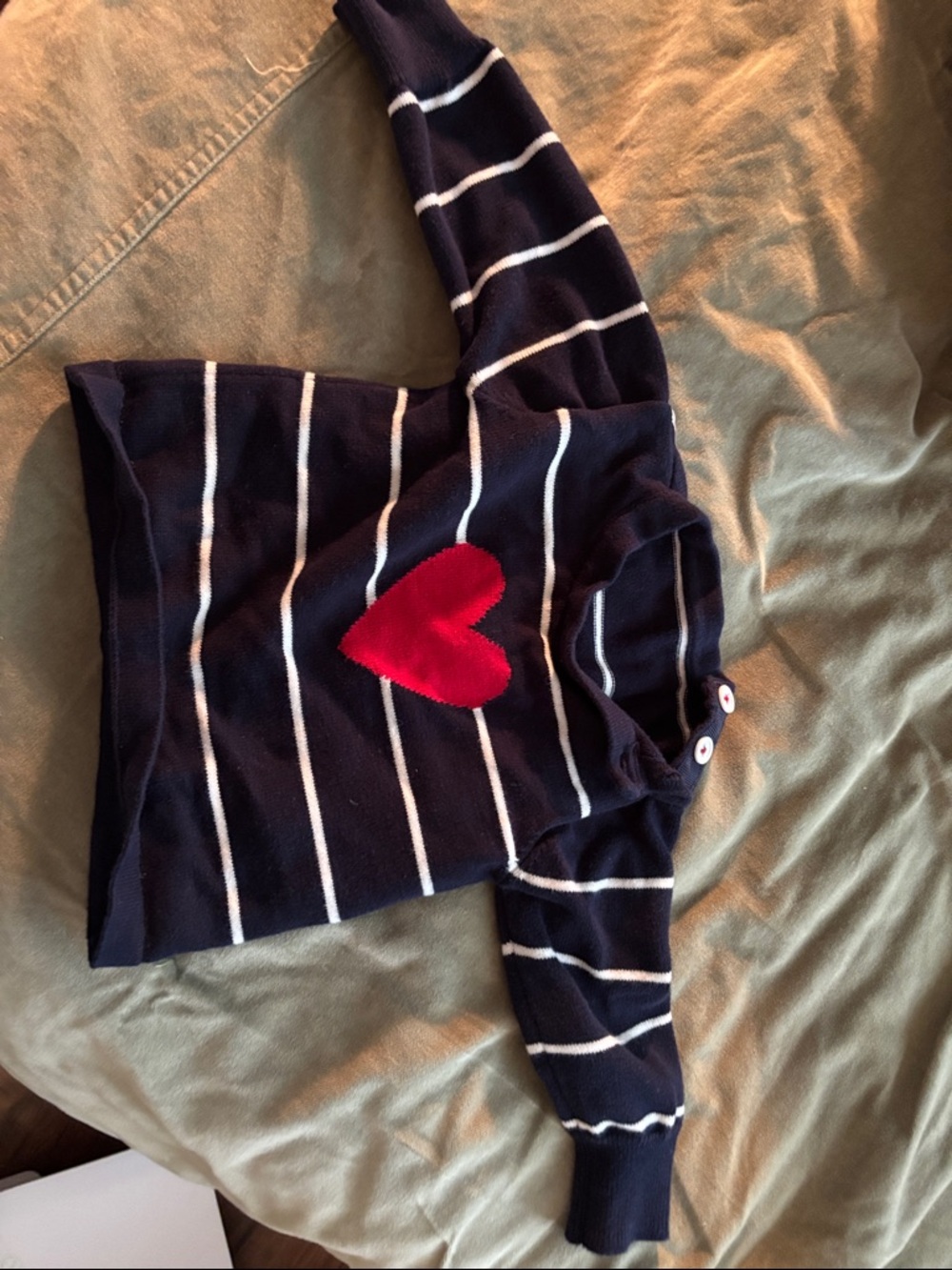 Seraphine Navy & White Striped Maternity Sweater set (w/baby sweater) Red Heart